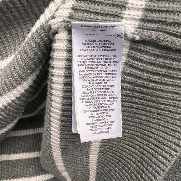 Polo Ralph Lauren Striped Knit Pullover Sweater Size Large Gray & White - Picture 5 of 6
